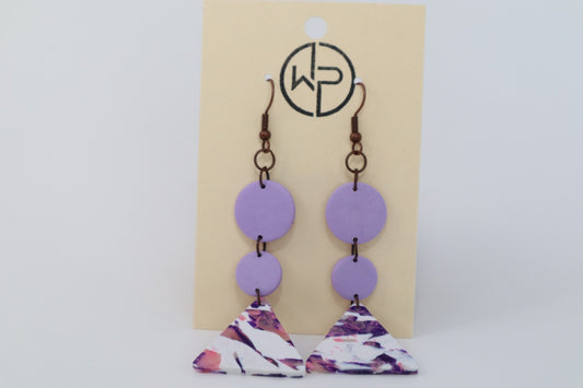 Purple & White Marbled Earrings