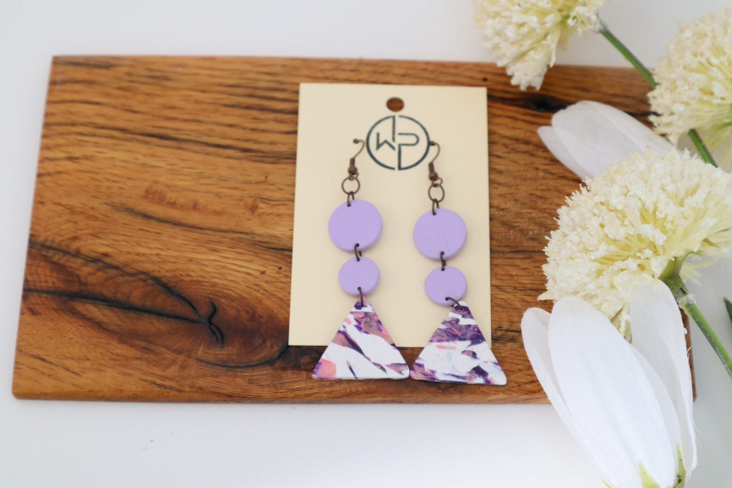 Purple & White Marbled Earrings